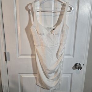 Women’s White Midi Dress with Bustier Bodice